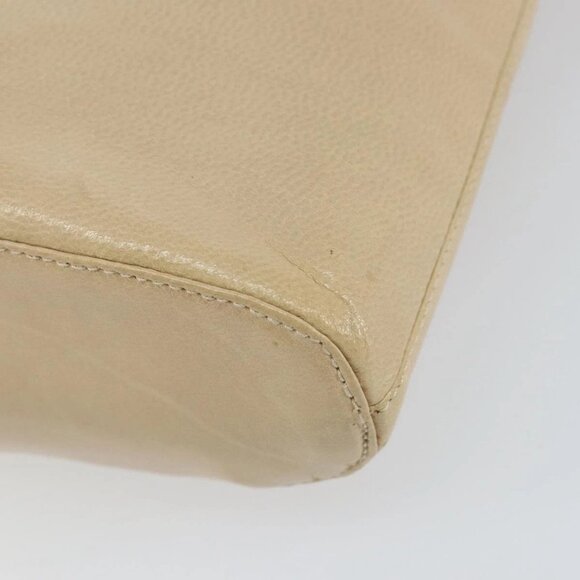 PRADA Chain Shoulder Bag Leather Beige Silver Auth 153137 - Picture 3 of 16